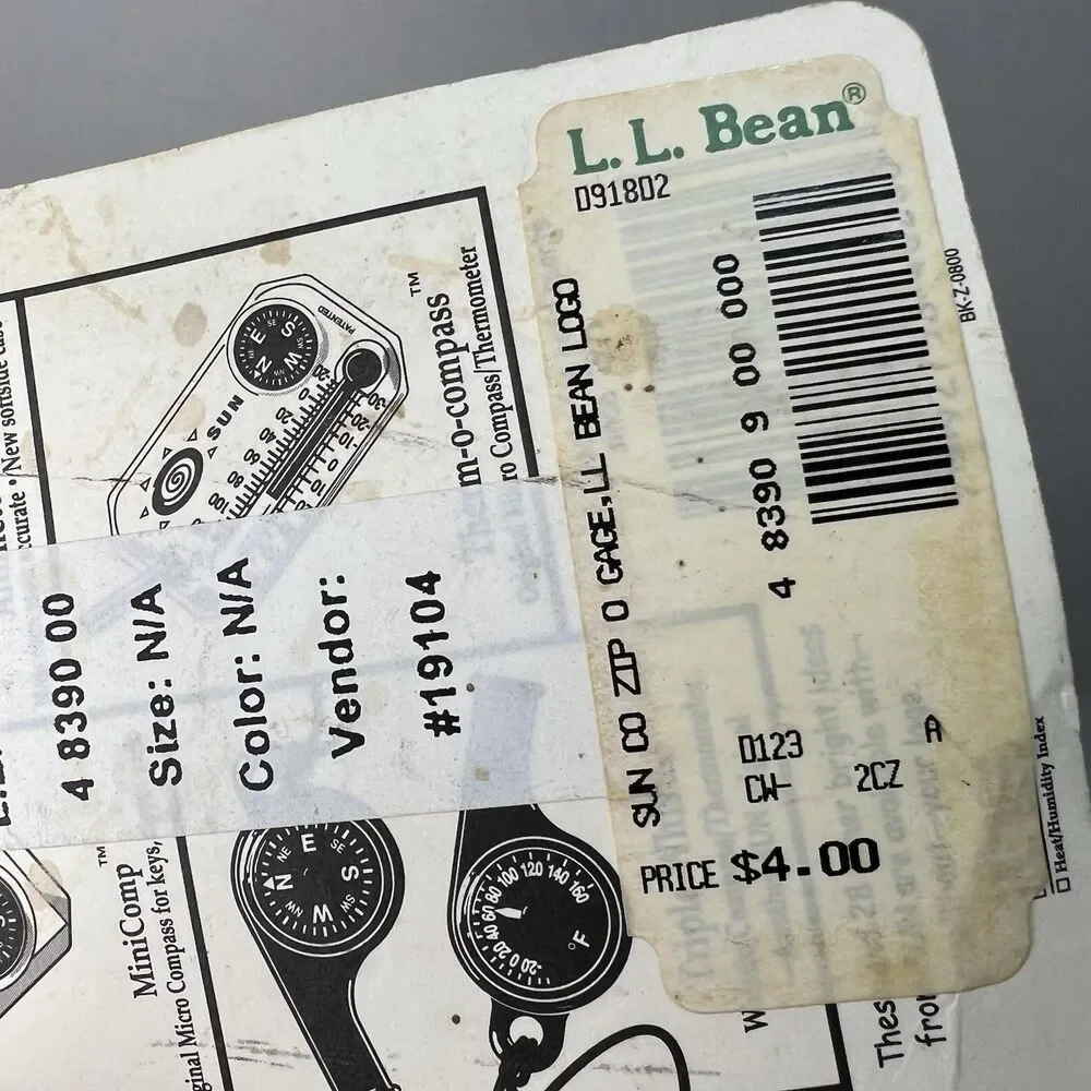 Vintage L.L. Bean Zip-O-Gage Micro Thermometer Collectors Key Chain LL Bean